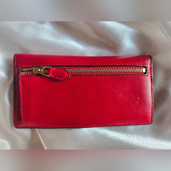 Lauren Ralph Lauren Bennington RLL Red Slim Leather Wallet - Picture 2 of 10